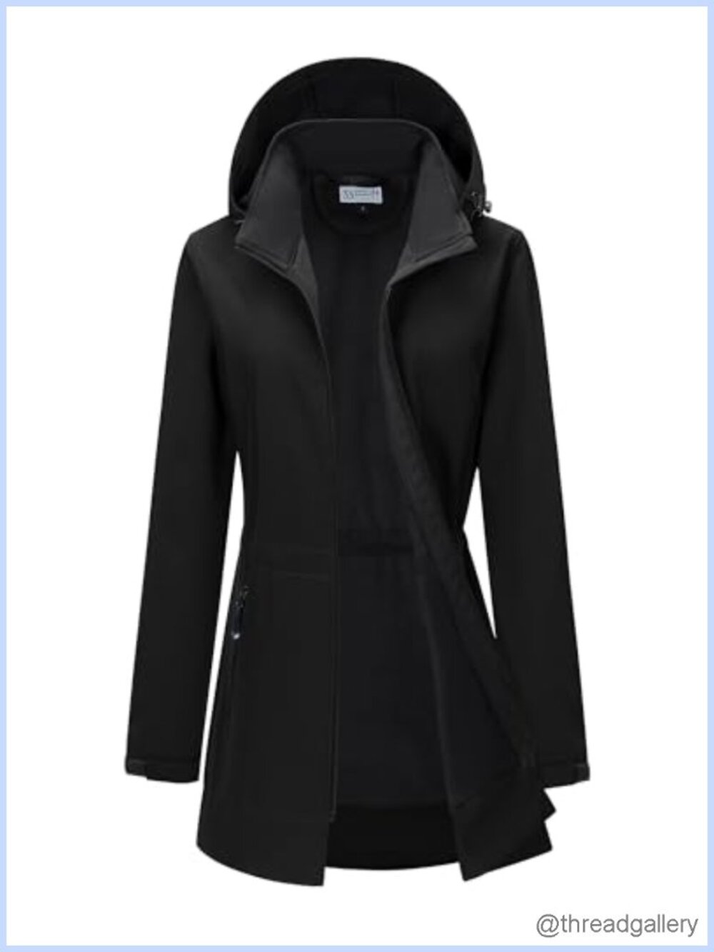 Women's Waterproof Softshell Jacket Hooded Fleece Lined Raincoat Long